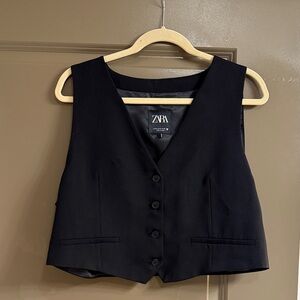 Zara Midnight Black Sleeveless Vest